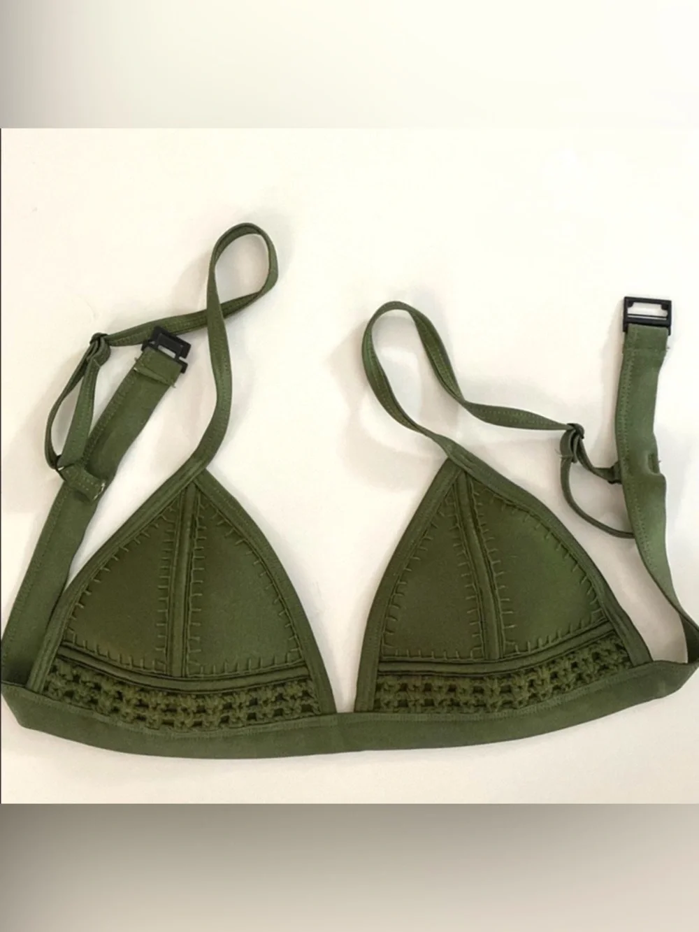TRIANGL Triangl Swimwear GIGI Olive Green Crochet Bikini Top size Medium